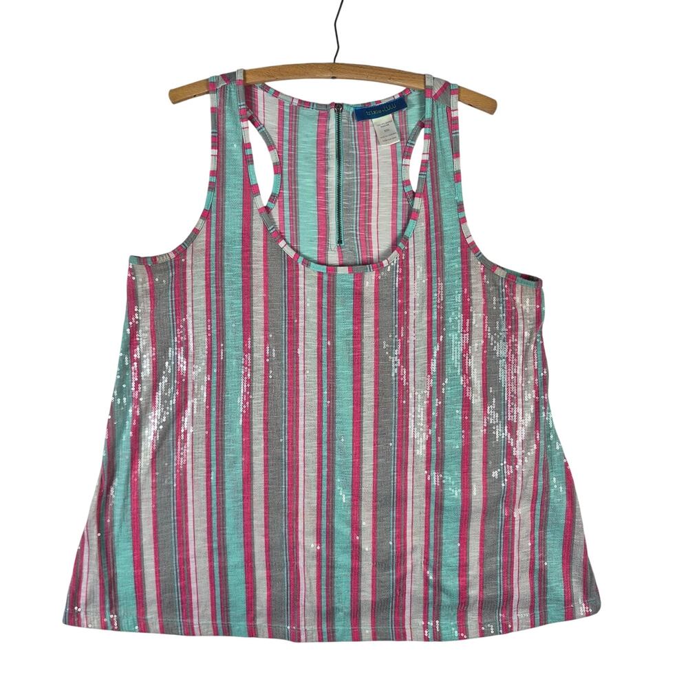 TRIXIE+LULU Clear Sequeince Tank Top Blouse Womens Size XXL